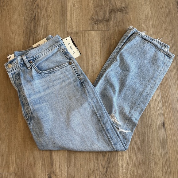 AGOLDE Riley High Rise Straight Crop Leg Denim Jeans Button Fly Size 32 NWT - Picture 2 of 12